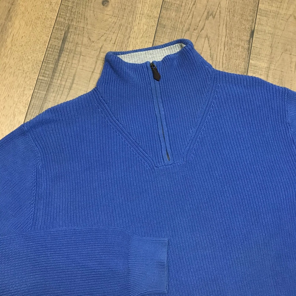 346 Brooks Brothers 1/4 Zip Sweater Mens Size XL Blue Preppy Golf Quarter Zip - Picture 3 of 9